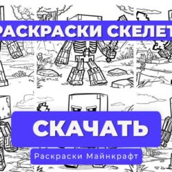 Раскраска для детей: Скелет Майнкрафт (6 вариантов)