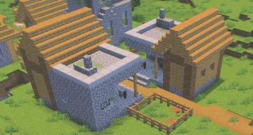 Сид Minecraft Bedrock 1.21: 4 кузницы в одной деревне + разрушенный портал рядом!