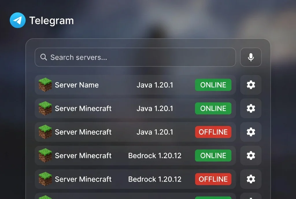 Готовый Telegram Бот Мониторинг серверов Minecraft BE/Java