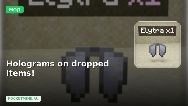 Мод Holograms on dropped items! Minecraft BE