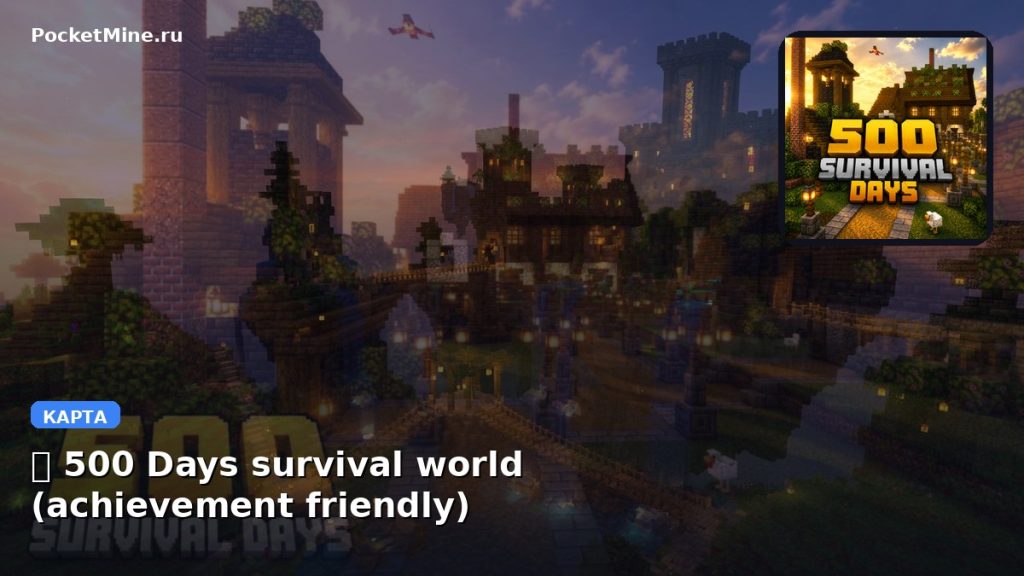 Карта 🌎 500 Days survival world (achievement friendly) Minecraft PE