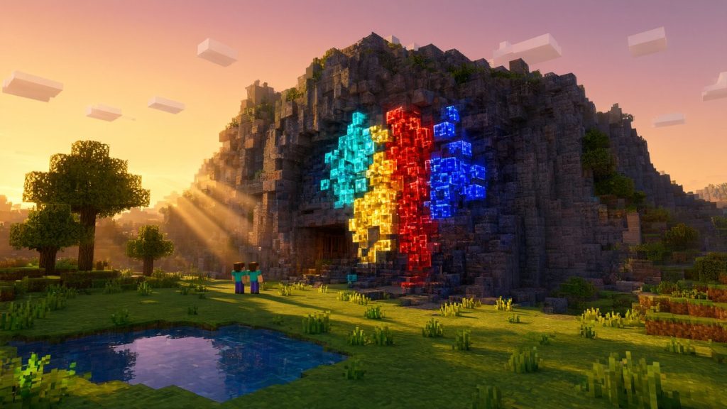 Шейдеры Светящиеся руды с контуром Minecraft BE