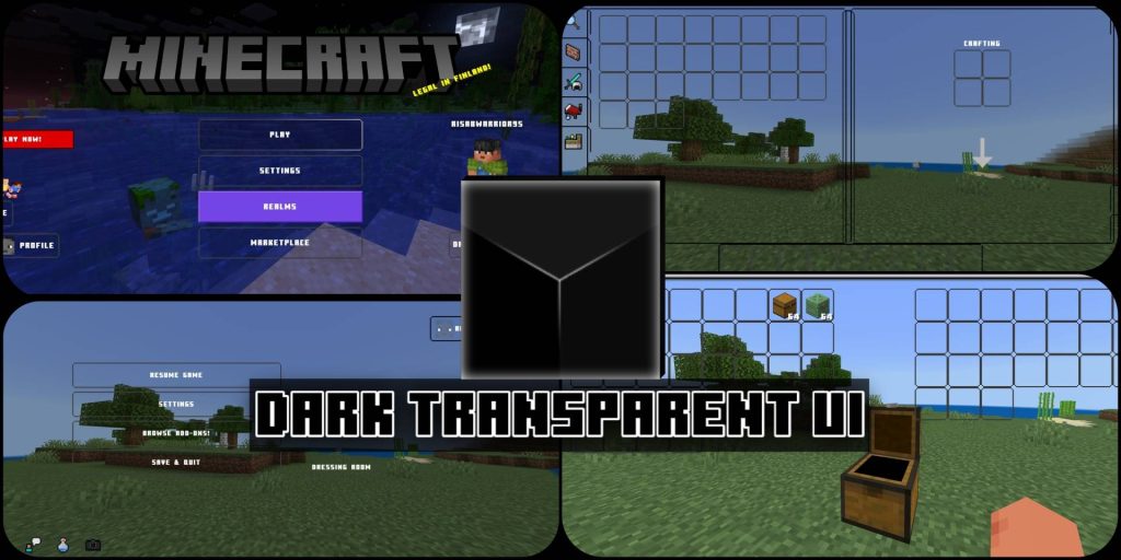 Текстуры тёмного прозрачного интерфейса Minecraft BE