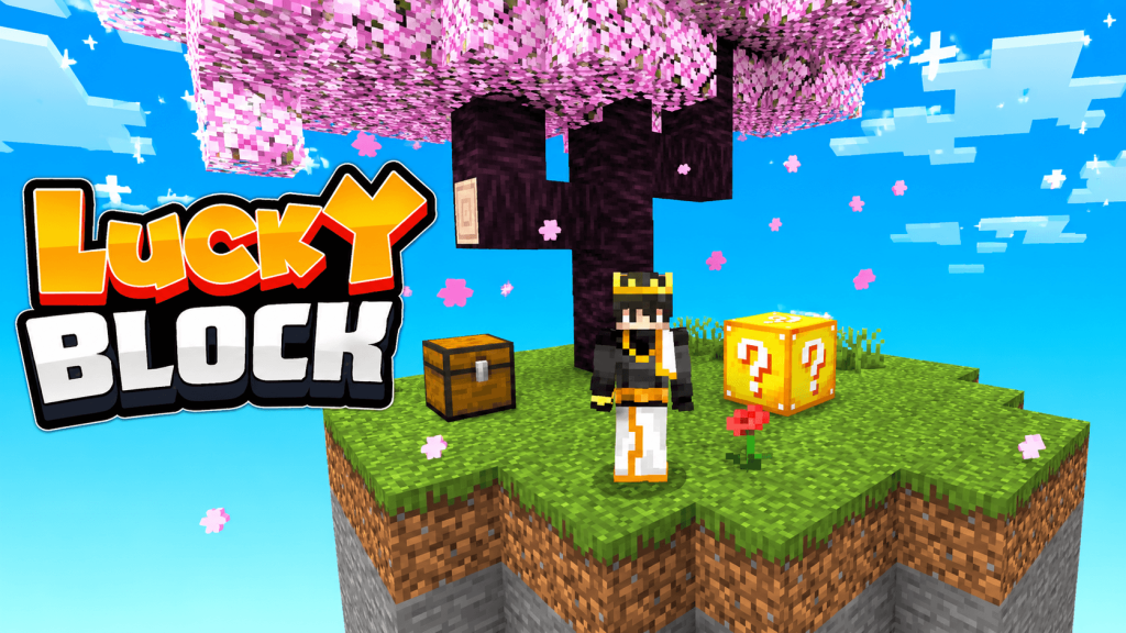 Карта Небесная база с лаки-блоками Minecraft PE