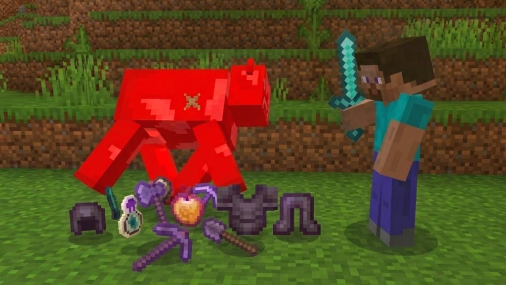 Мод Мобы дропают имбовые предметы Minecraft BE