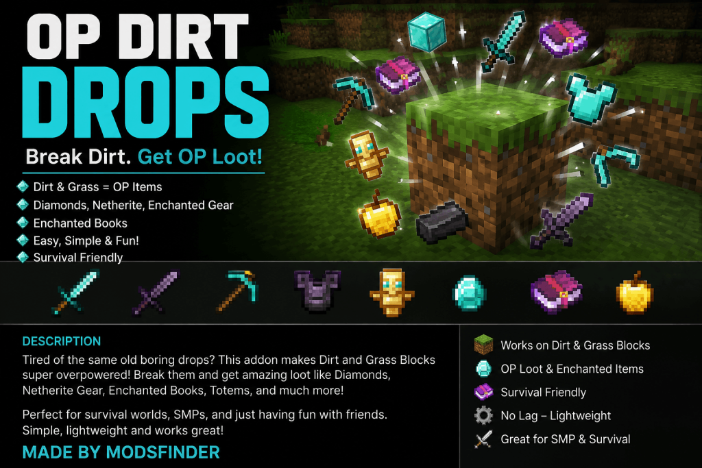 Мод Земля дропает имбовые предметы Minecraft BE